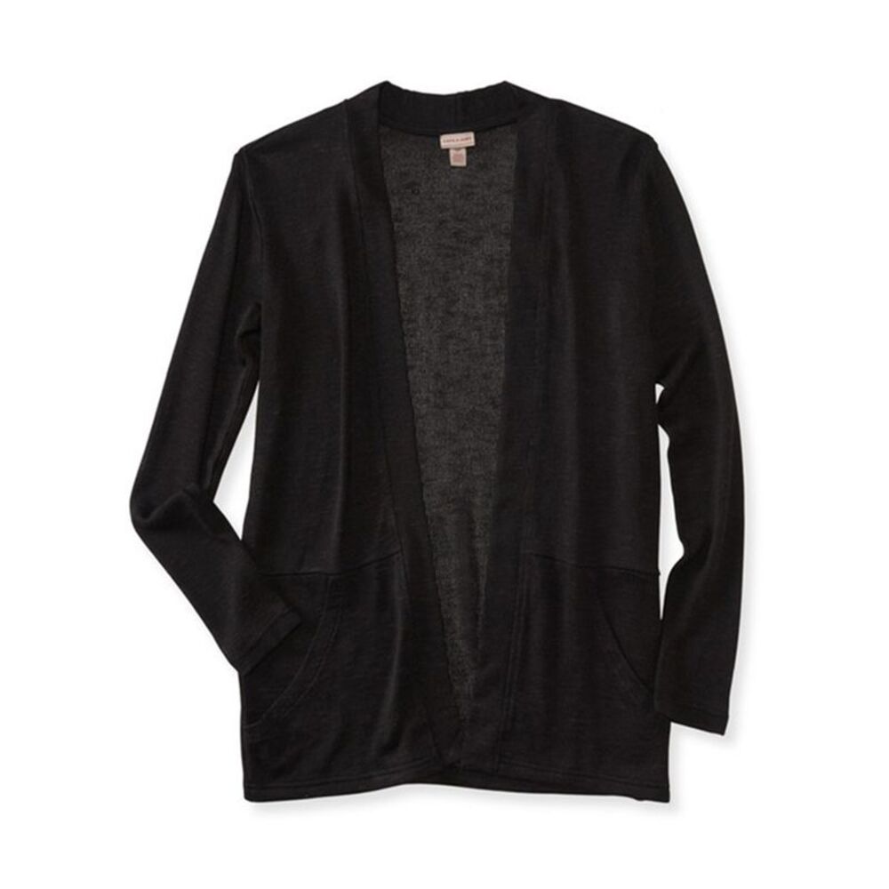 Aeropostale Womens Solid Knit Sweater, Black, Juniors, S, DM